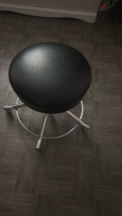 Round Black Stool with Chrome Base