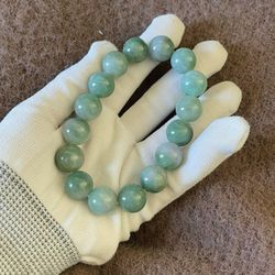 Premium Grade AAA Burmese Jade Jadeite Bead Bracelet, Antique Gemstone Jewelry