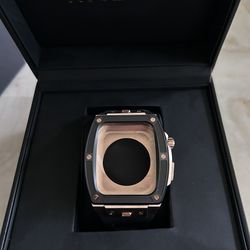 Ryueuya Luxury Apple Watch Case/Band For Series 9/8/7/6/5/4/SE Rose Gold/ Black Color