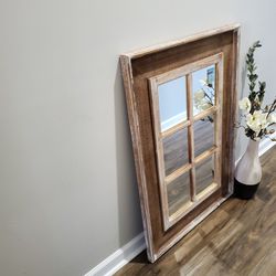 Mirror, Decorative Wood Framed Window Style  Hanging 