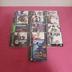 Lot Of 13 Playstation Video Games Includes NINJA Shadow Of Darkness, Knockout Kings Others