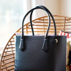 Dagne Dover Black Coated Canvas Totes Bag 