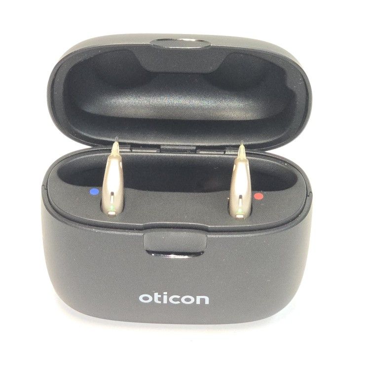 Oticon More 1 Left and Right Hearing Aid and miniRITE R Smart Charger