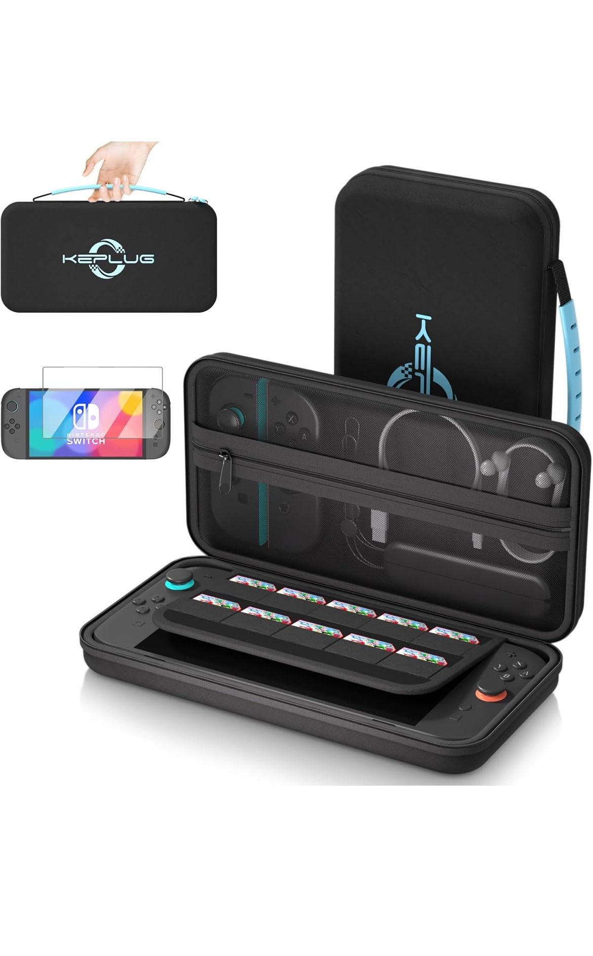 Case Compatible with Nintendo Switch 1&2/Switch 1&2 OLED,2025 Updated Carrying Case for Switch 2 with Tempered Glass Screen Protector,Protective Cover