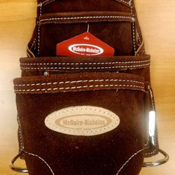 10 Pocket Nail & Tool Carpenter Pouch Brown Suede Leather Bag