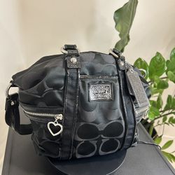 Coach Poppy Black Signature C Sateen Shoulder Crossbody