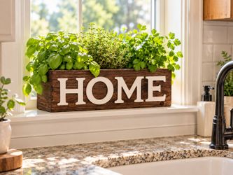 Handmade Wooden HOME Planter Box – Rustic Farmhouse Table Decor
