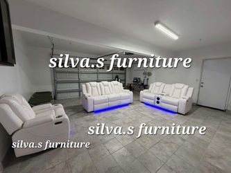 Sofas set 3pcs recliner electricos con speakers and Bluetooth usb charger cup 🥤 holder eld lights