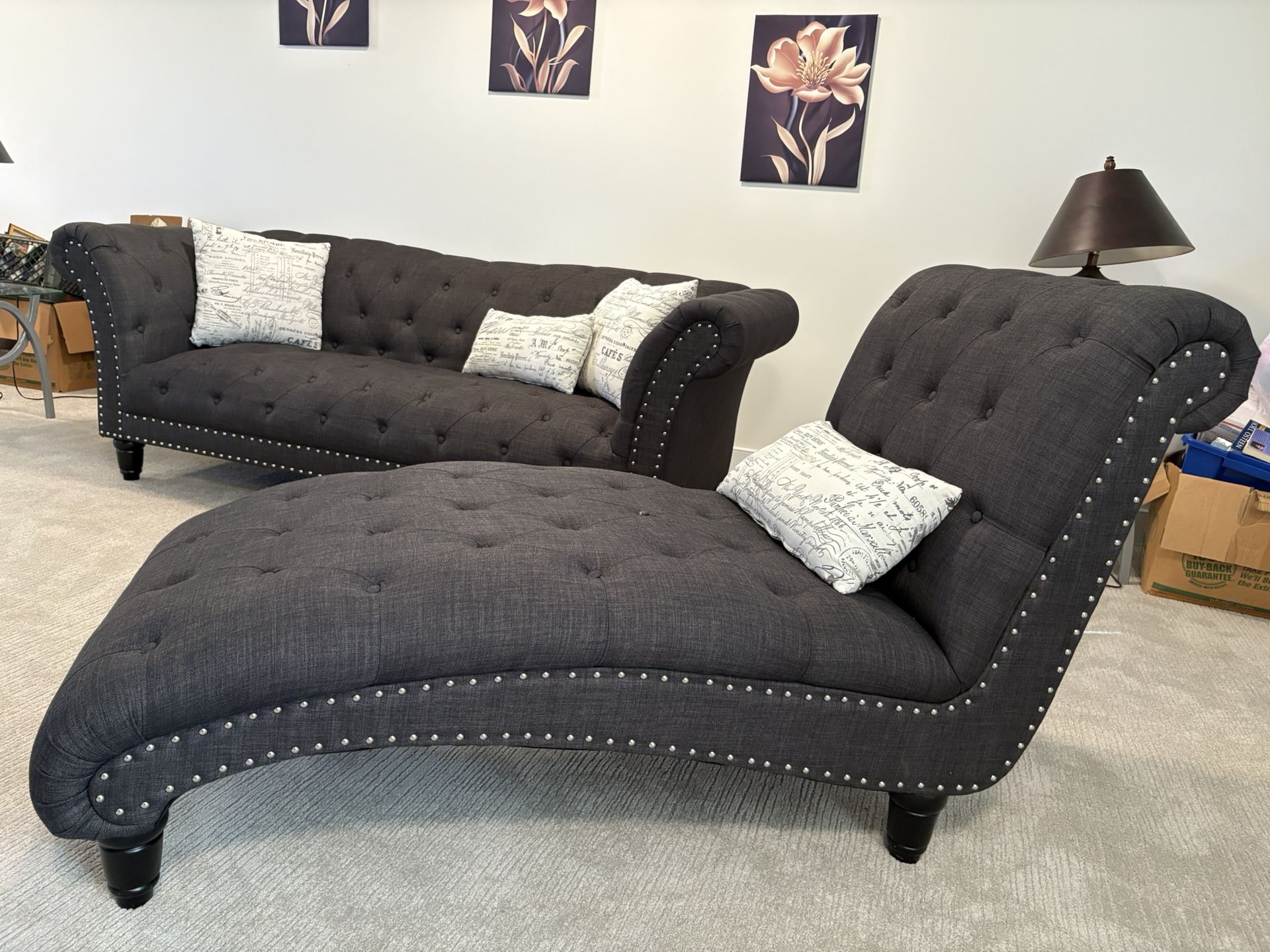 Couch & Lounge Chair With Pillows 