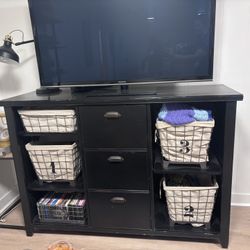 Black industrial Sideboard Buffet/TV Stand With all Baskets Included