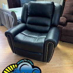 Recliner Sofa Seat Black Faux Leather 