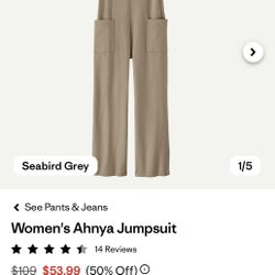 Patagonia Women’s Ahnya Jumpsuit Seabird Gray Large