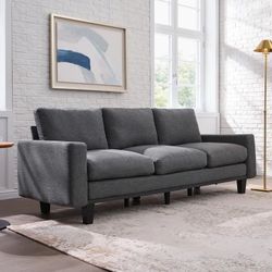 3 Seater Sofa with Deep Seat, 74.8" Modern Fabric Couch for Living Room, Gray Linen