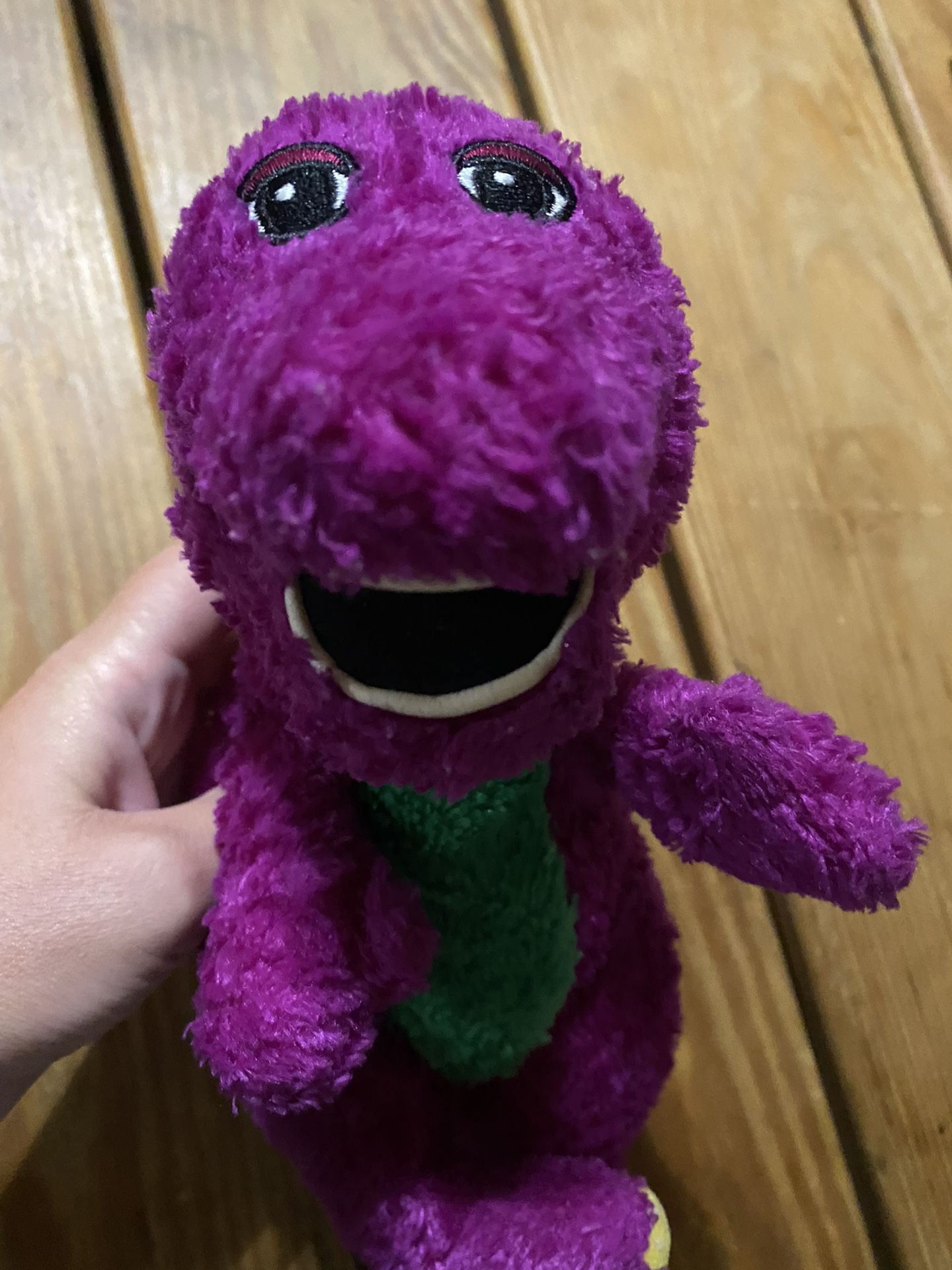 90s Barney 10” Vintage Plush Stuffed Animal Doll Purple Dinosaur Lyons Kids Toy