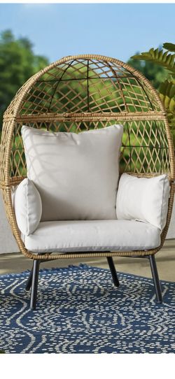 Kids Egg Chair Beige White 