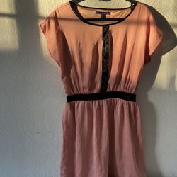 Peach Dress with Black Trim