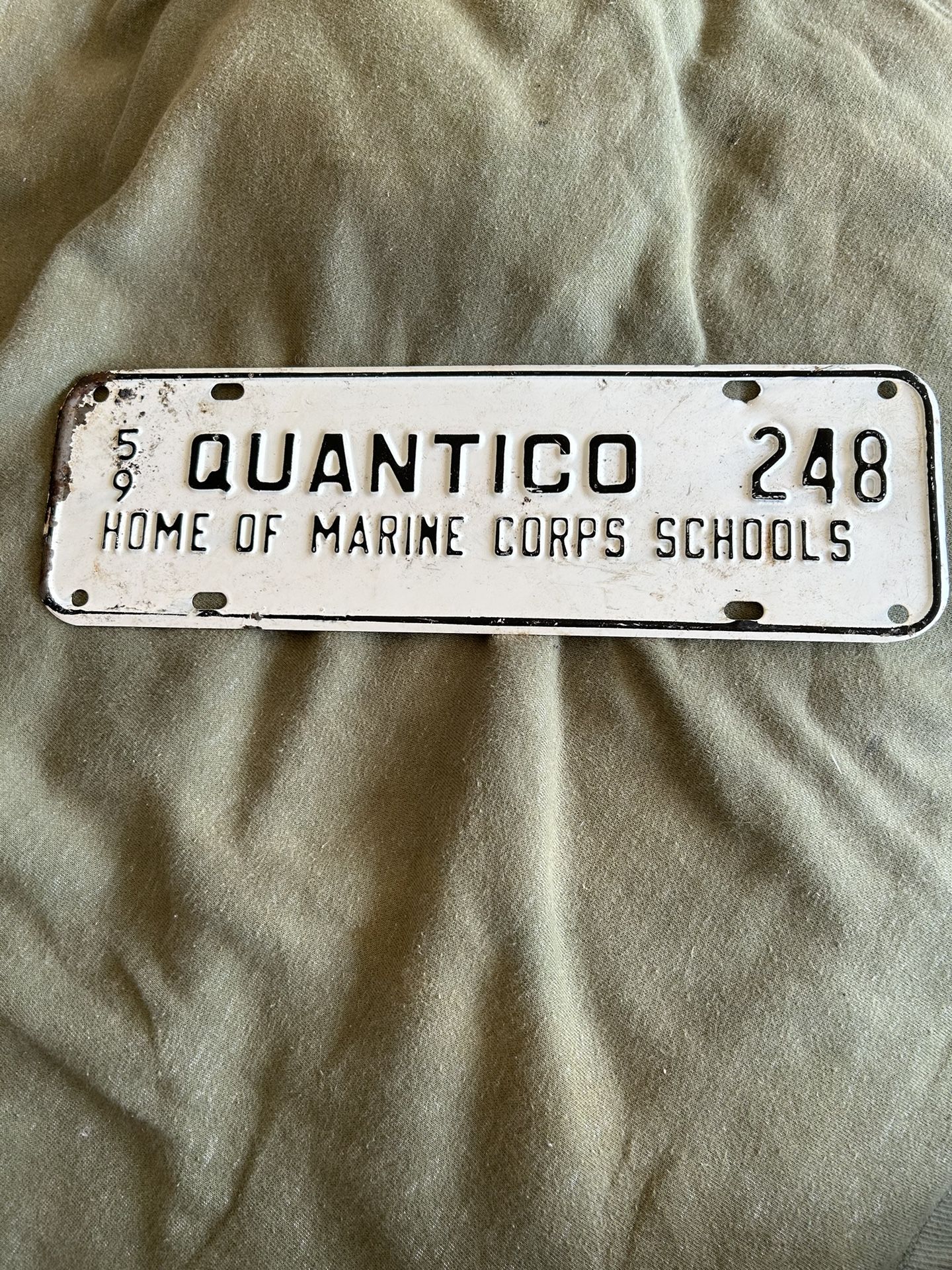 59-Quantico-248-Home Of The Marine Corps Schools Antique License Plate-RARE!!
