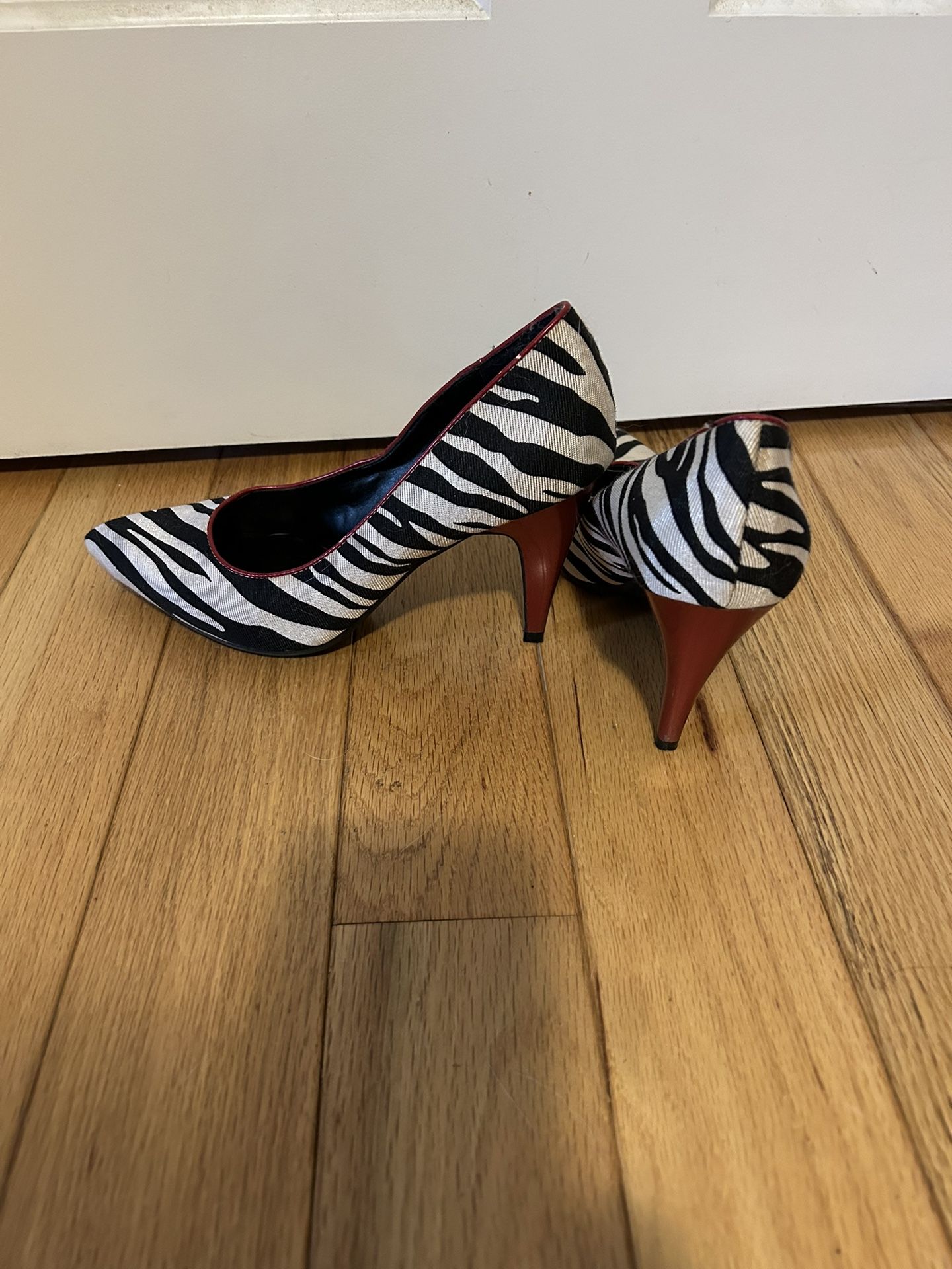 Ladies’ Zebra Striped 3.5” Red Heeled Shoes-Size 6.5-Worn Once