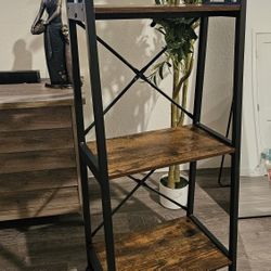 Wooden Shelf With Metal Frame