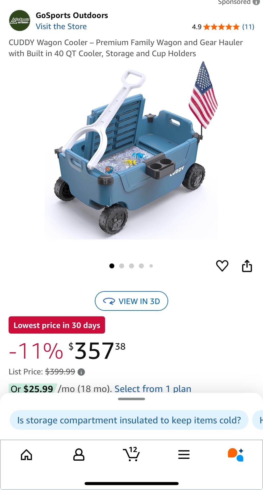 The Cuddy Wagon With Built In 40qt Cooler For Team Sports