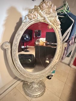 Snow White Vanity Ornate Decorative Standing Mirror