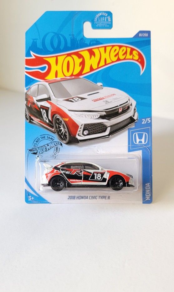 Hot Wheels 2018 Honda Civic Type R White-Red