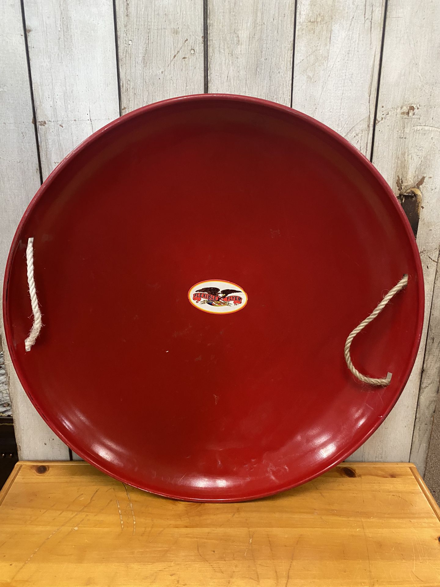 Vintage Round Metal Flexible Flyer Red Sled 