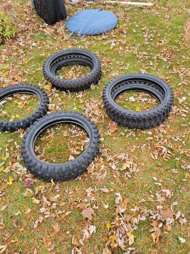 3 Sets Of Dirt Bike Tires And One Extra 