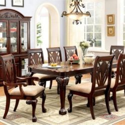 Brand New Cherry 9pc Dining Table Set