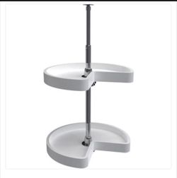 18 Inch Diameter Kidney Shape RAS Polymer Independently Rotating Corner Lazy Susan Set, for 26-32 In