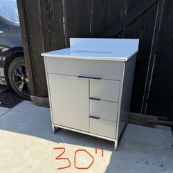 30” Bathroom Vanity With Stone Top