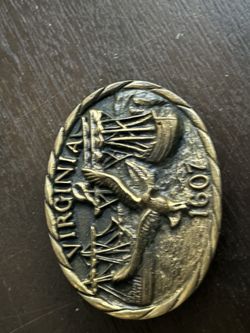1981 solid brass -Virginia belt buckle / new never worn