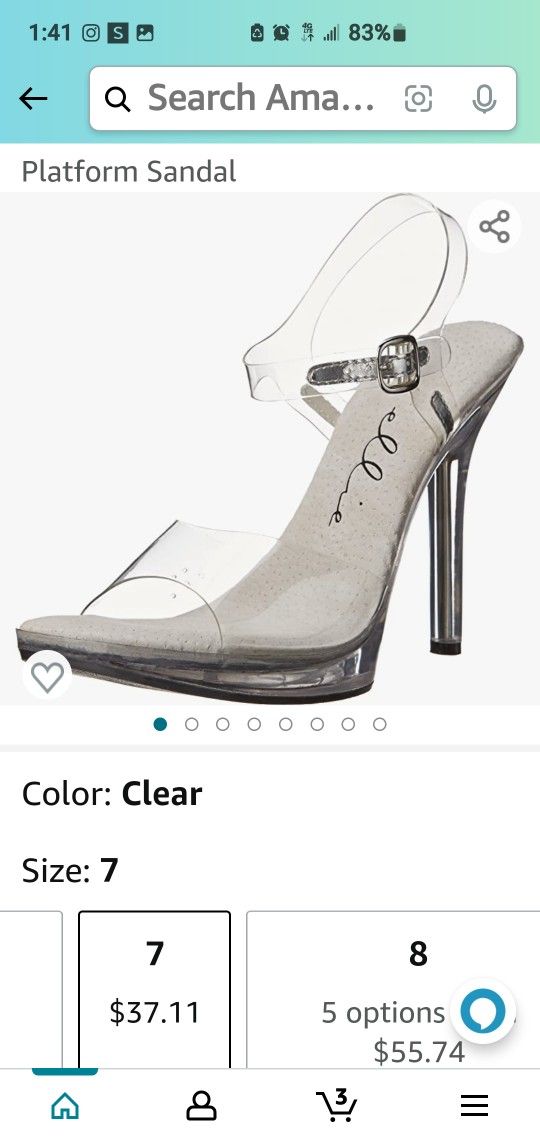Womens Size 7 Ellie Clear 5" Heeled Sandals