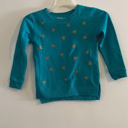Teal Sweater With Gold Hearts