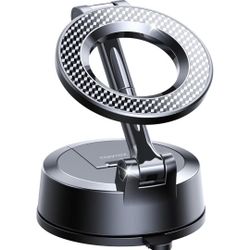 Vacuum Magnetic Car Phone Holder, 360°Adjustable, Compatible with iPhone 12-17 Series & Dashboard Mount & Tesla, 80+LBS Strong Suction Cup Phone Holde