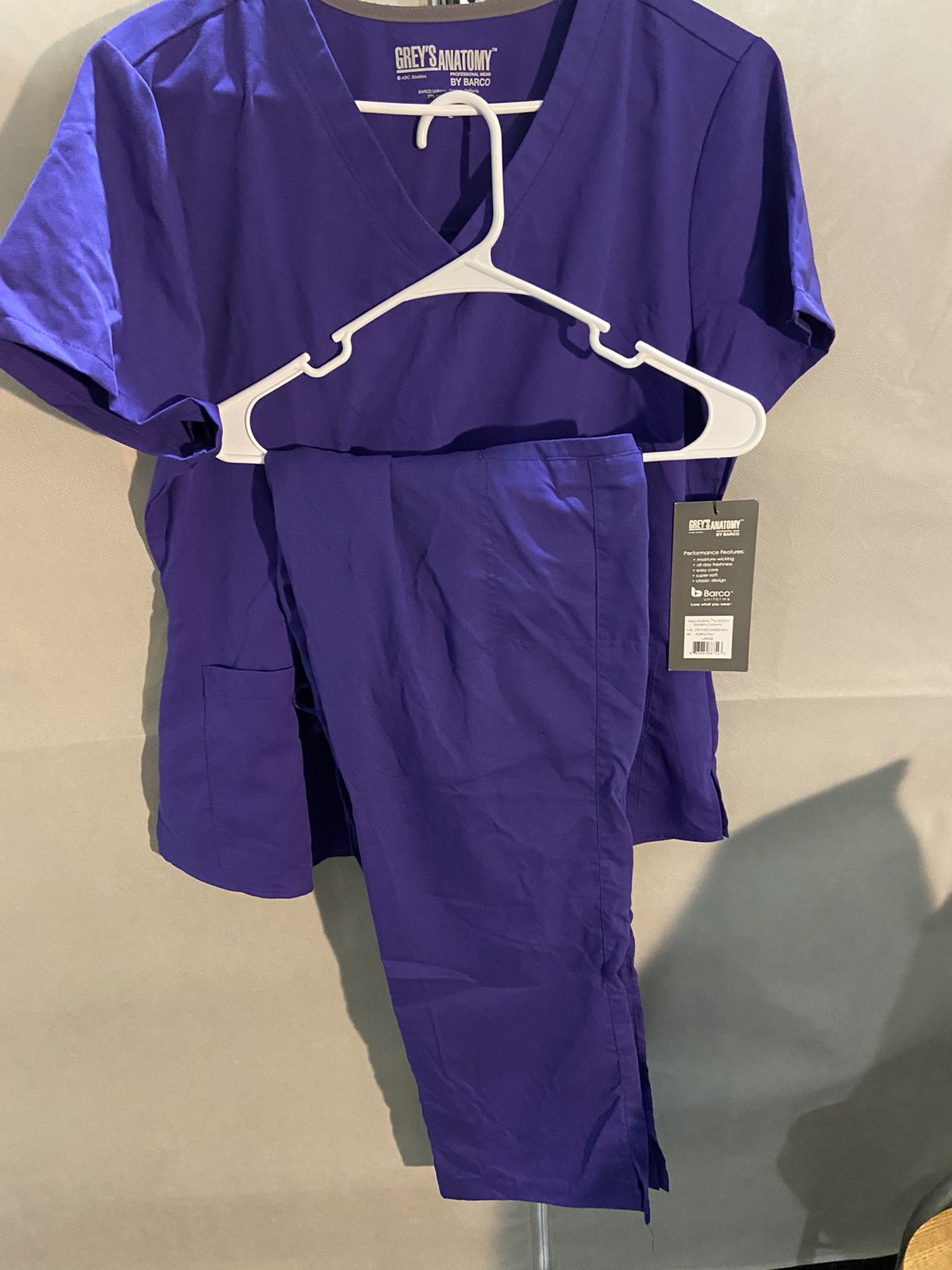 New Purple Greys Anatomy Womens Scrub Set Large 