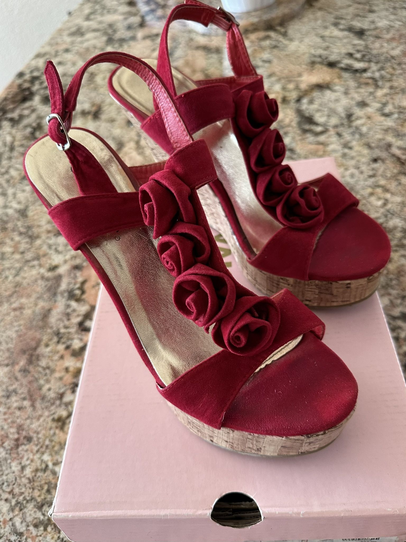 Valentine’s Red Beautiful Suede Shoes Sandals