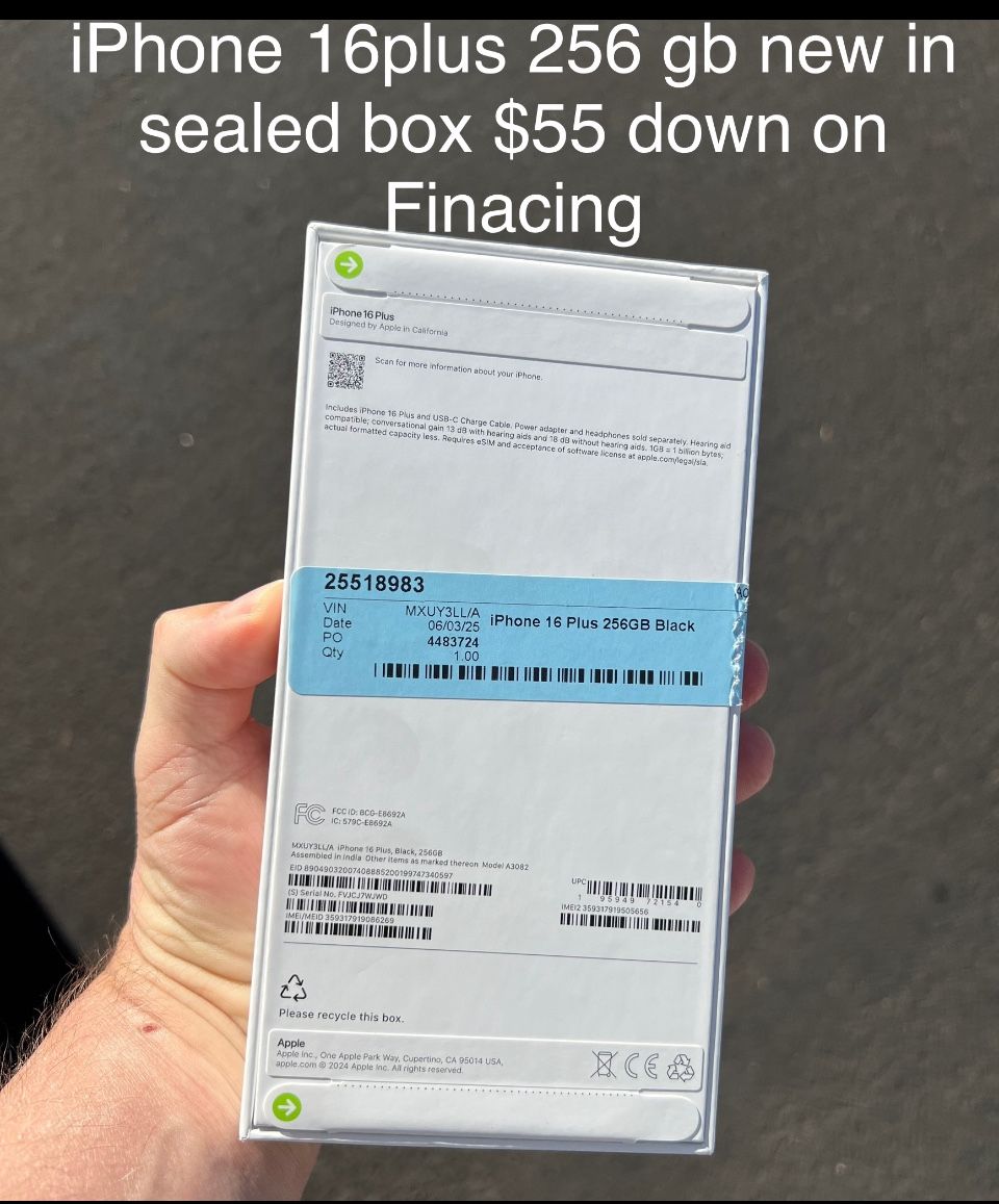 Apple Iphone 16 Plus 256 Gb New In Box UNLOCKED