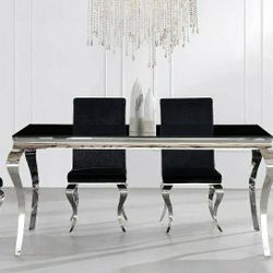 Ada Black Glass Dining Set

