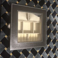Jewelry Box Black Faux Leather 