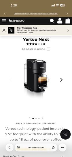 Nespresso Vertuo Next Espresso Maker (lightly used, all black)