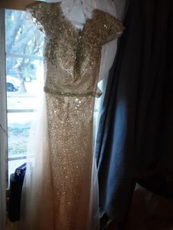 Gold Beaded Formal Gown