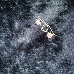 Gold Pink Stone Earrings