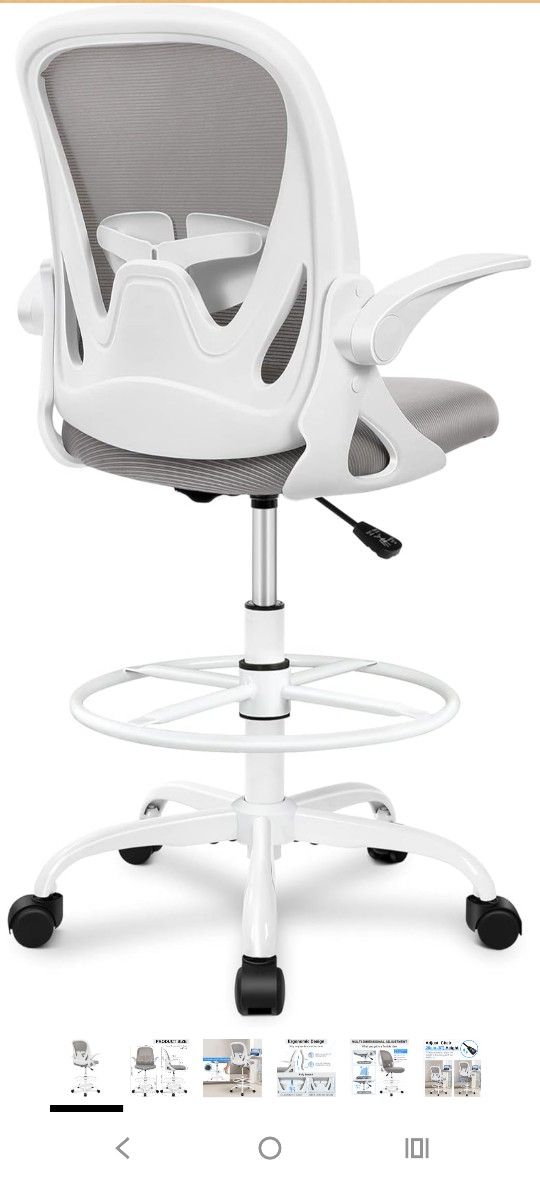 Tall Drafting Chair (White/Gray)