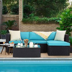 5 Pieces Patio Furniture Sectional Sets Black