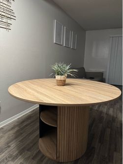 Modern Round Dining Table w/ Storage – Brand New ✨