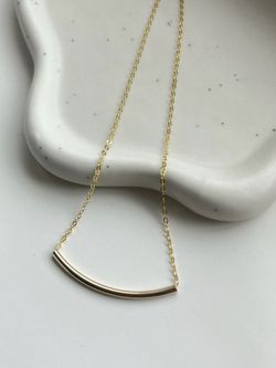Luxury 14K Gold Filled Tube Pendent Necklace Minimalist Stylish Tarnish Resist