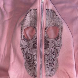 Gemstone Pink Skull Hoodie XL