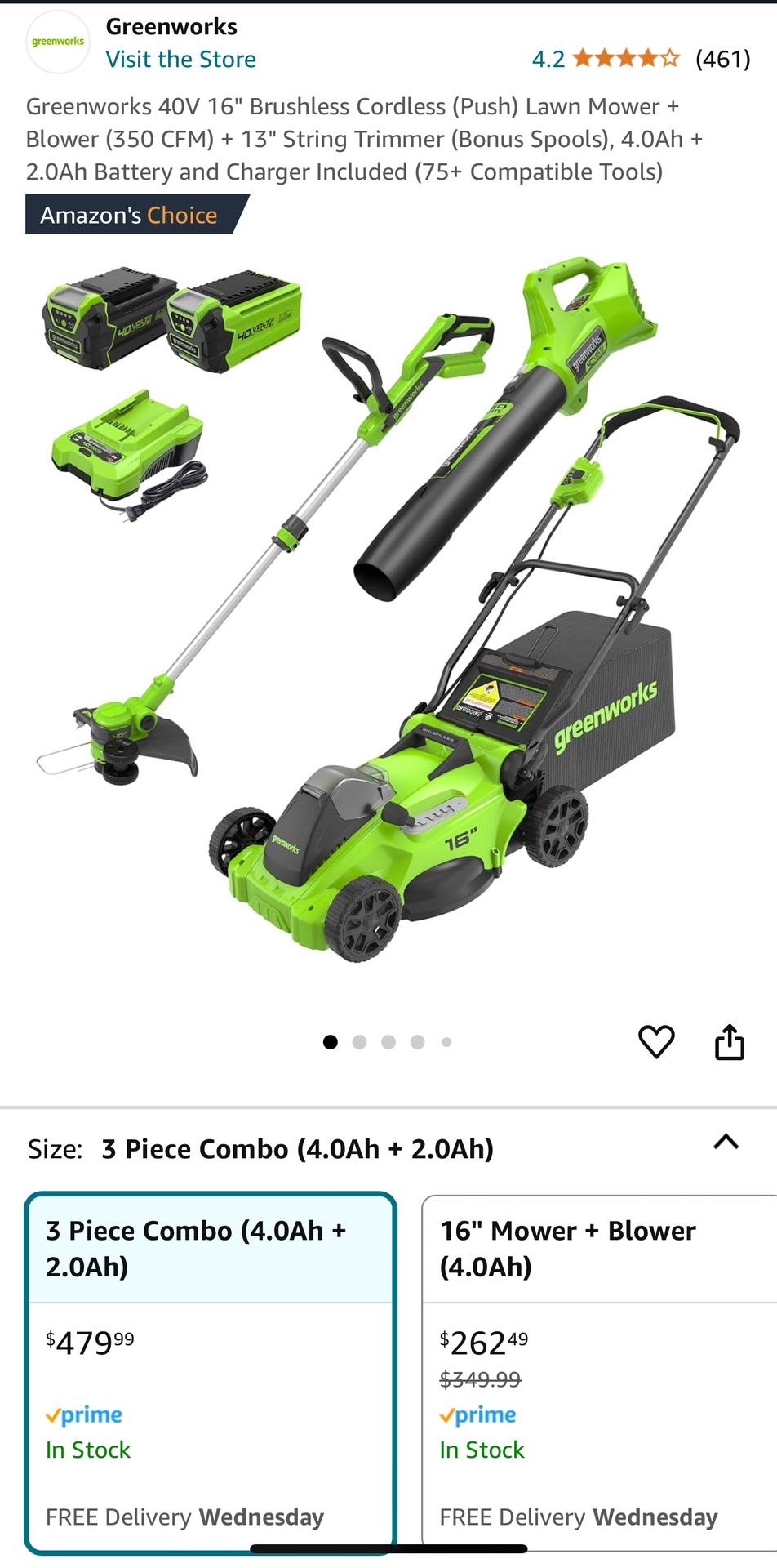 Brand New Greenworks Lawn Combo Set. 