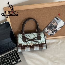 Korean version of foreign style one-shoulder handbag women‘s high-end lace bow niche versatile cross-body bag